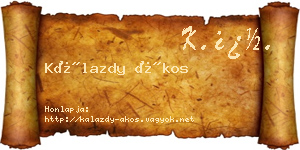Kálazdy Ákos névjegykártya